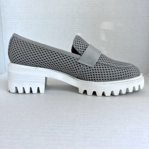 Aerosoles Ronnie Gray Mesh Fabric Preppy Loafers White Platform Soles Women 8 - Picture 3 of 16